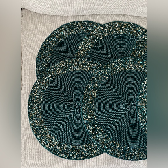 Teal and gold beaded placemats (set of 6) - Picture 4 of 7